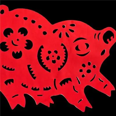 剪纸猪头像大全图片,猪年窗花剪纸图片
