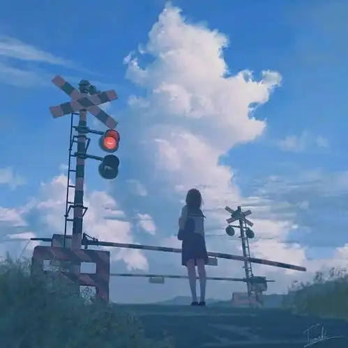 动漫女头蓝色系手绘女生头像
